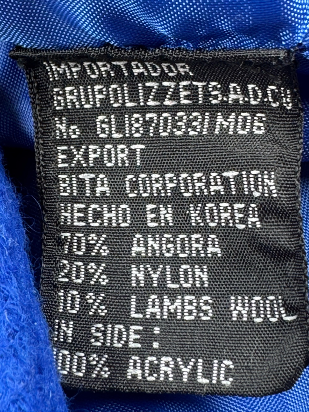 Vintage D.B. Moreno Blue Angora Wool 70% Beaded Cardigan Jacket Korea Size S - Picture 7 of 9